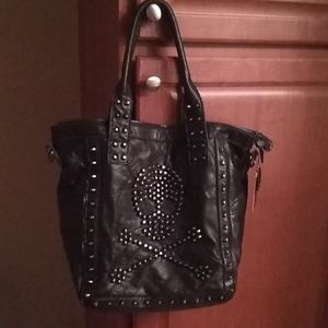 Black Leather Skull Bag